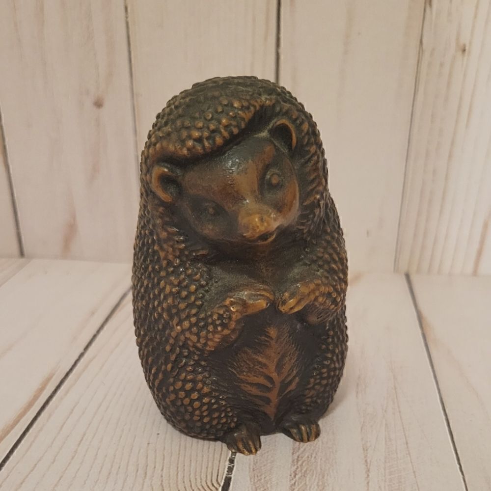Hedgehog Garden Bronze Finish Resin Sculpture/Figurine Lawn, Backyard, or Indoor